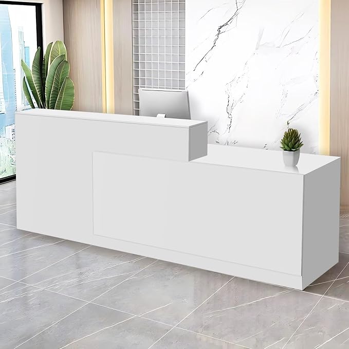 Reception Desk with Counter Modern Checkout Counter with Lockable Drawer