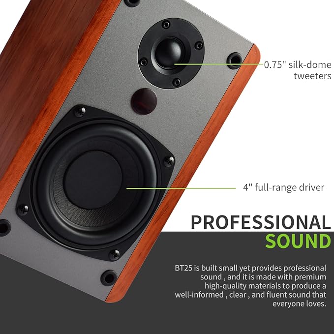 SINGING WOOD BT25 Bluetooth Active Bookshelf Speakers for