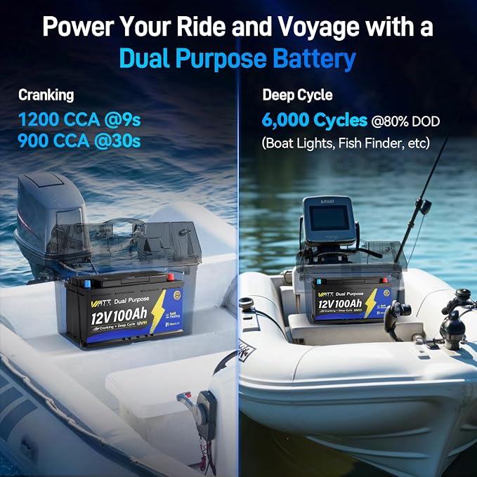 12V 100Ah Marine Starting LiFePO4 Battery Bluetooth, Lithium Battery