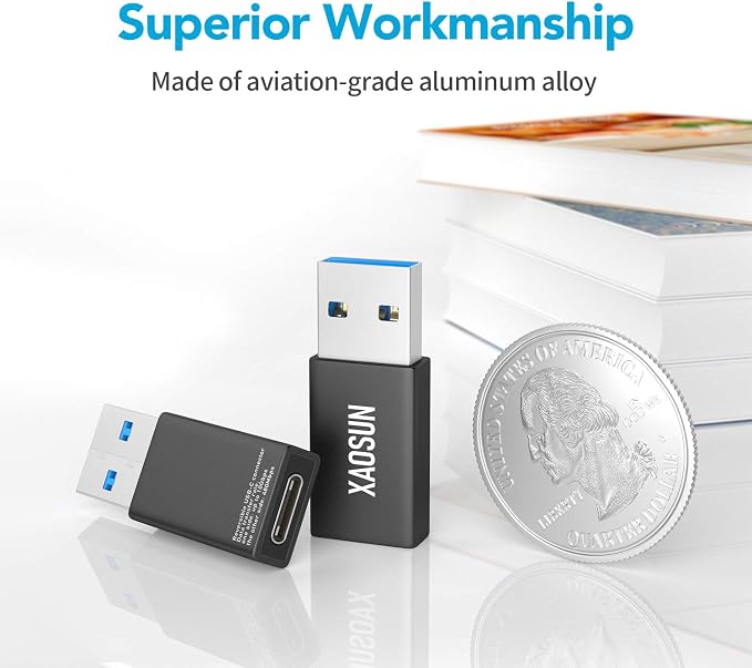 USB C Female to USB Male Adapter, 3.1 USB A to USB C Adapter, XAOSUN One-Sided