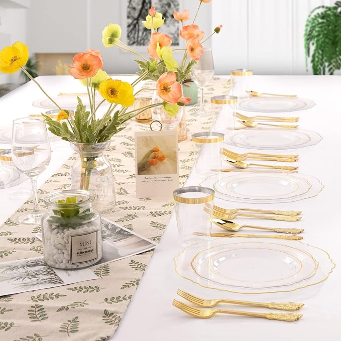 100pcs Clear Disposable Plastic Plates