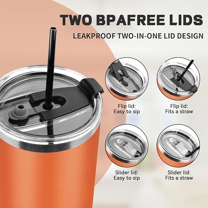 30 oz Tumbler with Lids and Straws, Stainless Steel Insulated Coffee Tumbler