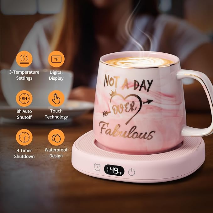 Coffee Mug Warmer & Not A Day Mug Set, Coffee Cup Warmer