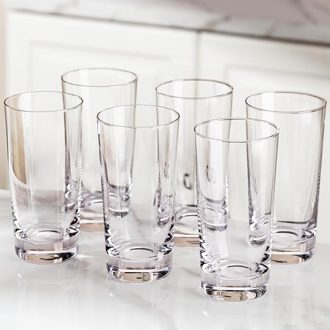 Water Glasses Set of 6, 13.5oz Highball Glass Cups