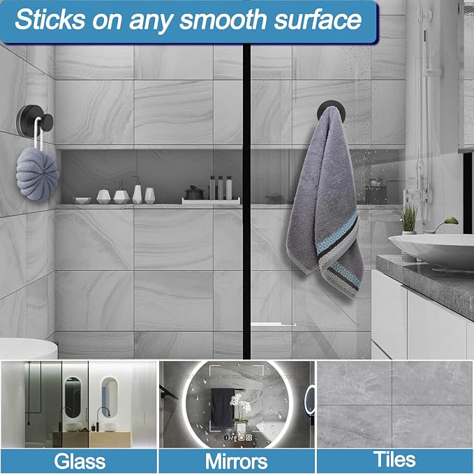 Vacuum Suction Cup Hooks for Shower, Shower Hooks for Inside Shower Glass Window