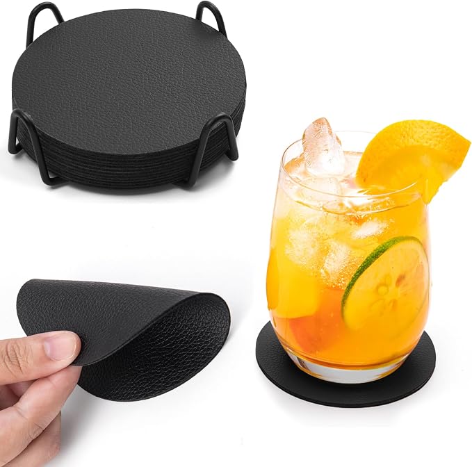 Faux Leather Drink Coasters