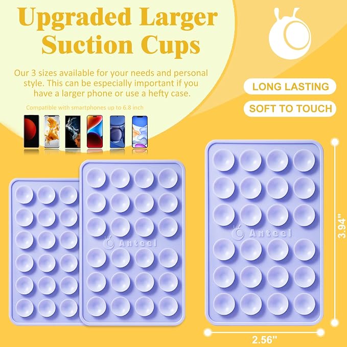 Anteel MAX Silicone Suction Phone Case Adhesive Mount, Upgraded Super Strong