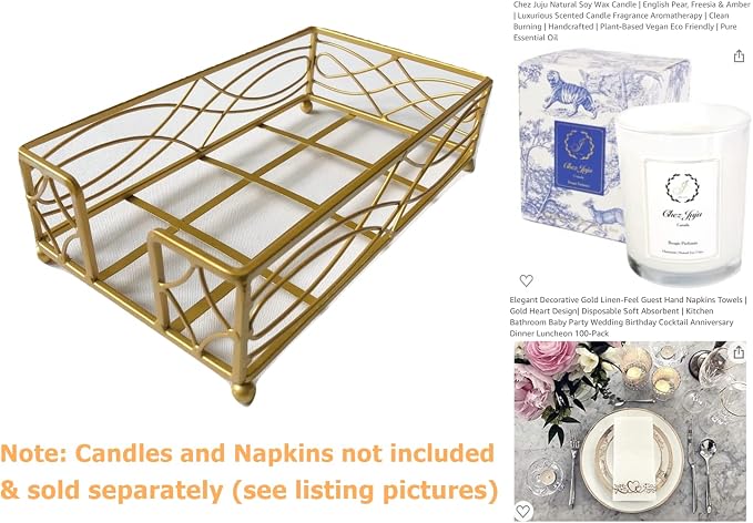 Antique Gold Elegant Sturdy Guest Napkin Holder | Premium Disposable Paper Hand