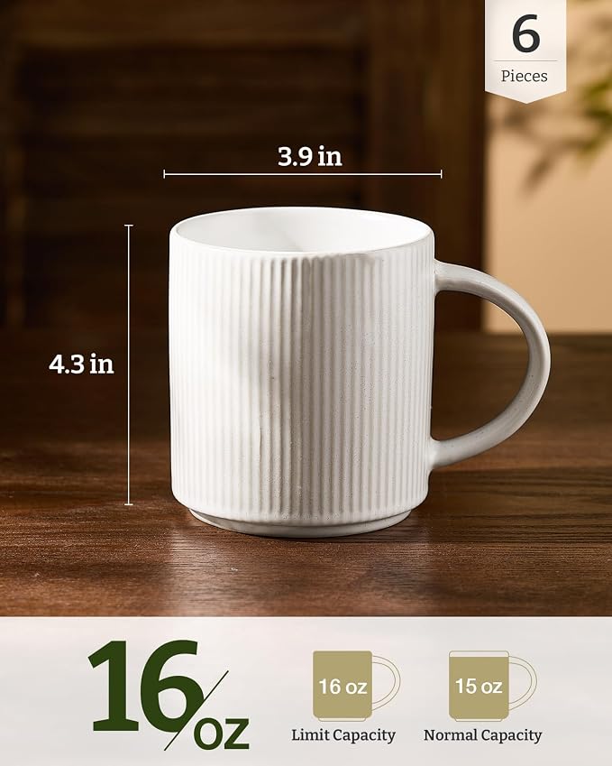 famiware Coffee Mug Set for 6, Star 16 oz Catering Mugs Cup Set