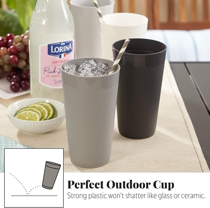 US Acrylic Newport 20 ounce Unbreakable Plastic Stackable Water Tumblers in