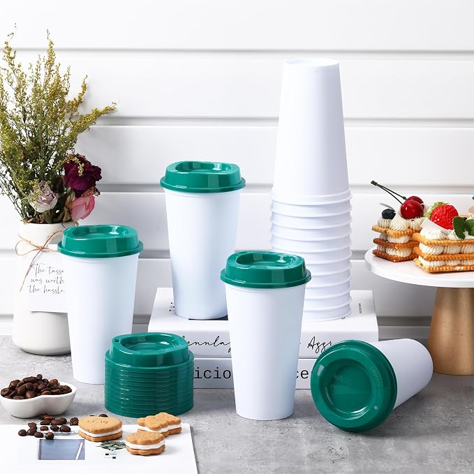 15 Pack Reusable Plastic Coffee Cups