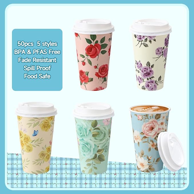 50 Pack 16 oz Disposable Coffee Cups