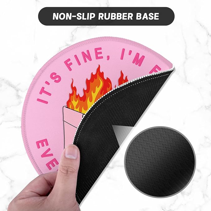 ITNRSIIET Round Mouse Pad with Stitched Edge Premium-Textured Waterproof