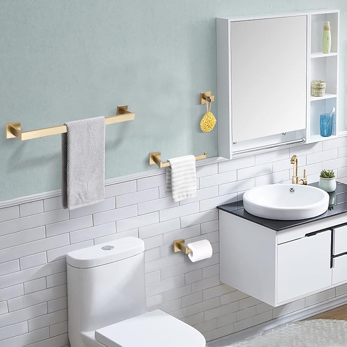 Brushed Gold Bathroom Accessory Set 4-Pieces Bathroom Hardware