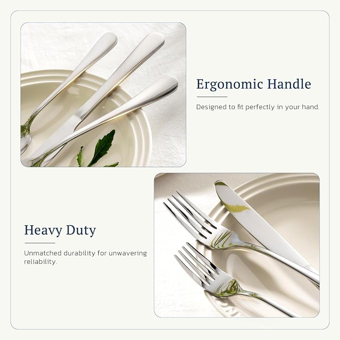 Astercook Silverware Set with Steak Knives 24-Piece Flatware Set