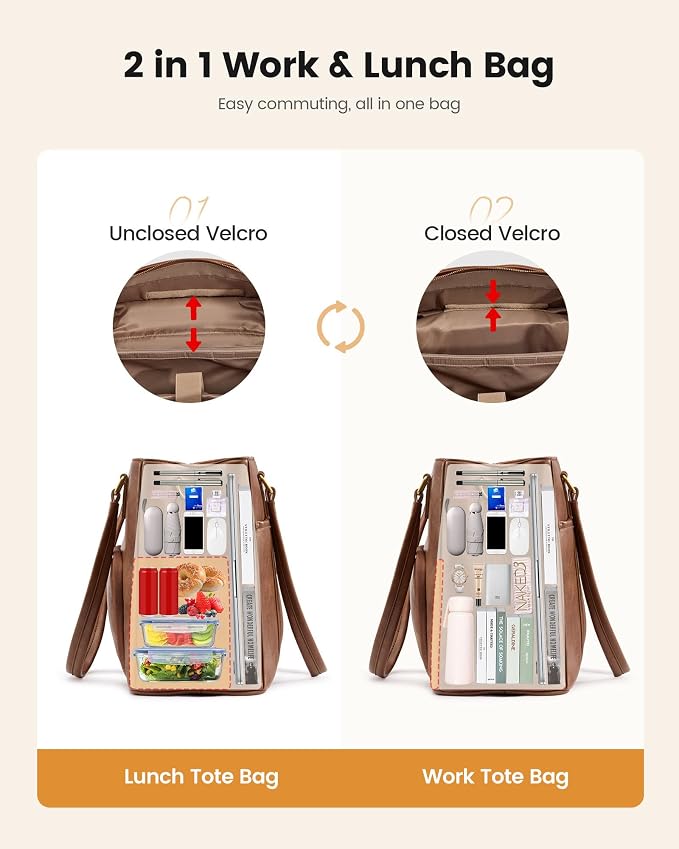 LOVEVOOK Lunch Bag for Women, Work Laptop Tote Bag