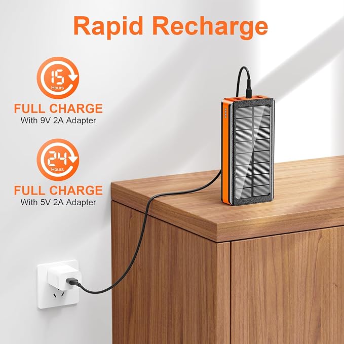 Solar Charger Power Bank 66800mAh Portable Charger