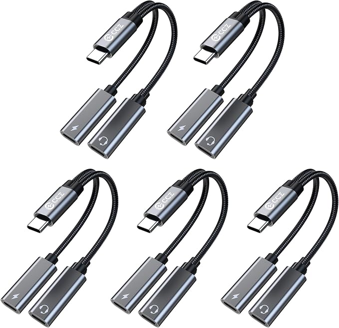 USB C Splitter, 1 in 2 Out Dual USB C Type Headphone and 60W PD Charger Audio