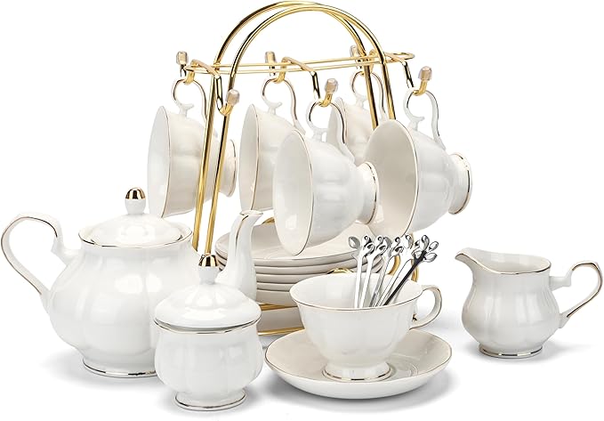 CHENP.HMC Tea Set 22-Piece Porcelain Ceramic Coffee | Tea Gift Sets Cups Saucer
