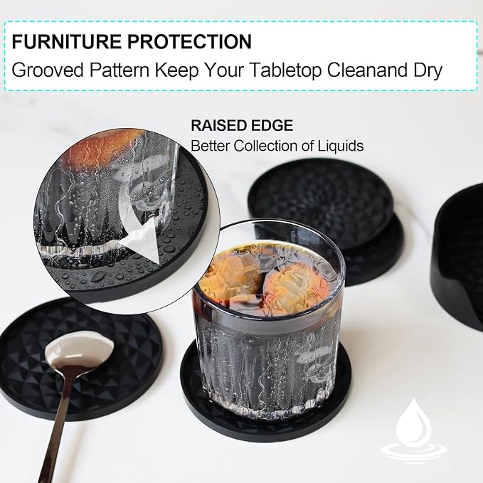 Silicone Coasters with Holders Drink Coasters, Table Cup Mat,