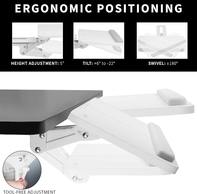 VIVO Adjustable 25 x 10 inch Computer Keyboard and Mouse Platform Tray