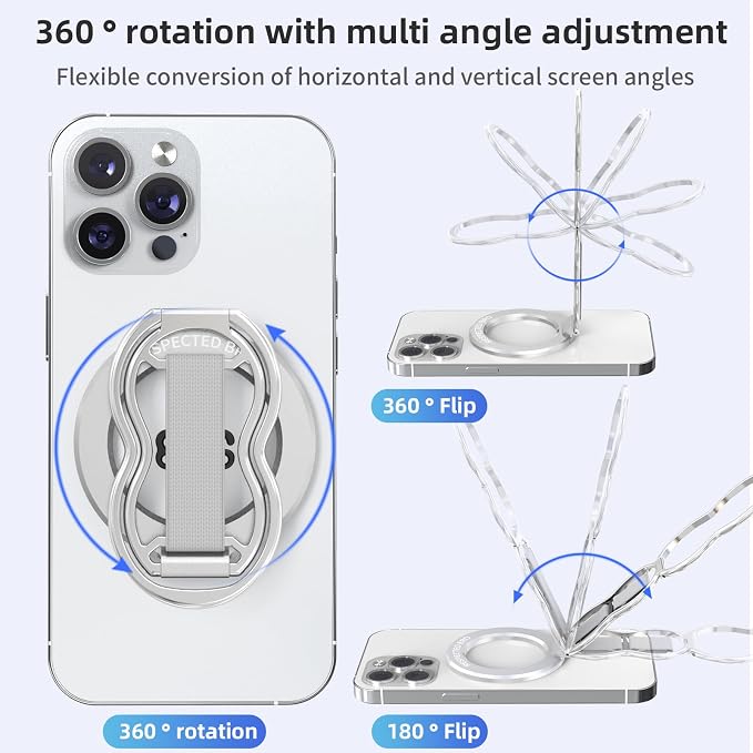 RESPECTED-BRO-Magnetic-Phone-Grip-Stand-with-Finger-Strap, 4-in-1 Magnetic Ring