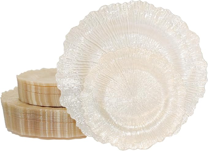 U-QE 60PCS Clear Coffee Plastic Plates