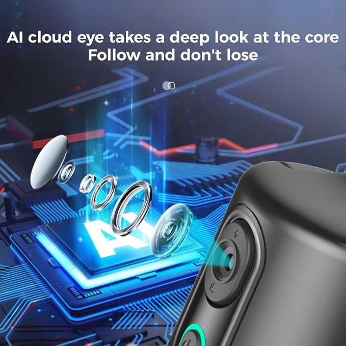 Auto Face Tracking Phone Holder, No App Required, 360° Rotation Phone Camera