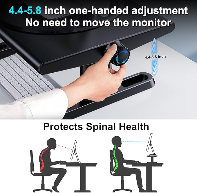 Monitor Stand Riser for Desk, 360°Rotation Freely Height Adjustable by Knob