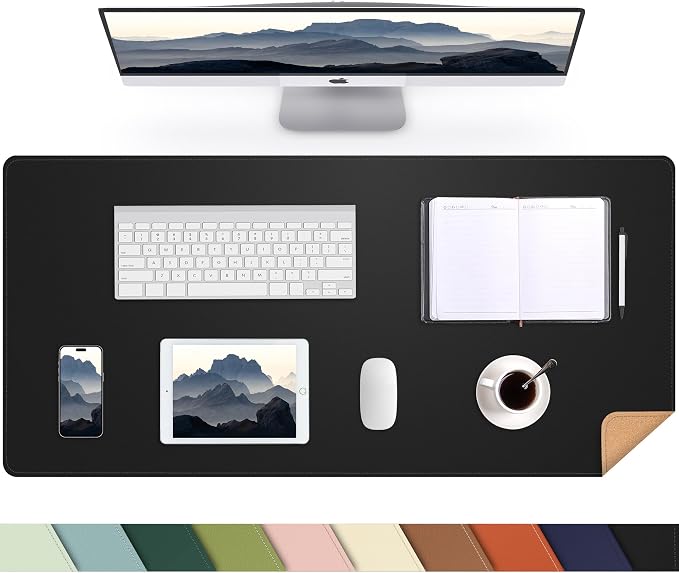 Leather Desk Pad Protector, Office Desk Mat, Large Mouse Pad, Cork Desk Mat