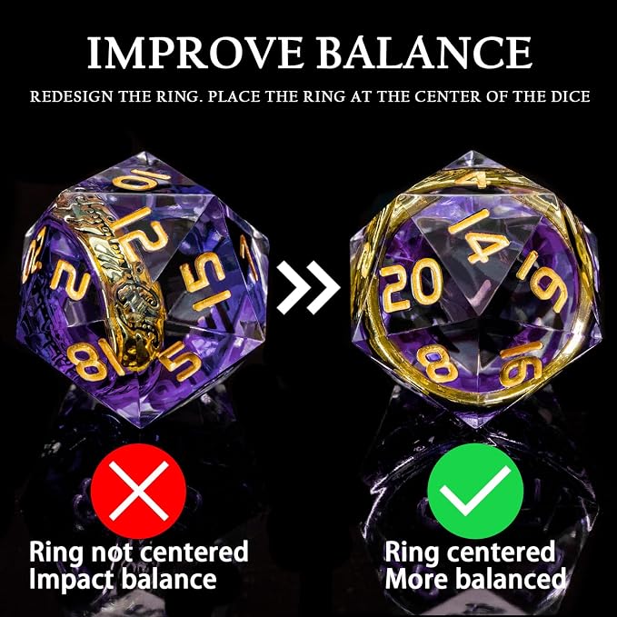 Magic Golden Ring DND Dice Set Sharp Edge Red Resin Dice