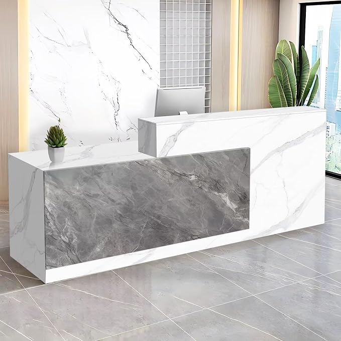 Reception Desk with Counter Modern Checkout Counter with Lockable Drawer