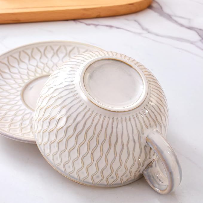 Coffeezone Vintage Design 12 oz Ceramic Latte Art Cappuccino Barista Cup