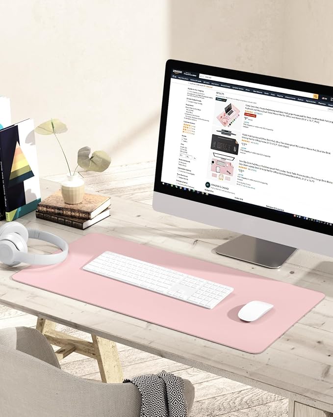 YSAGi Non-Slip Leather Desk Pad Blotter, Waterproof Laptop Computer Desk