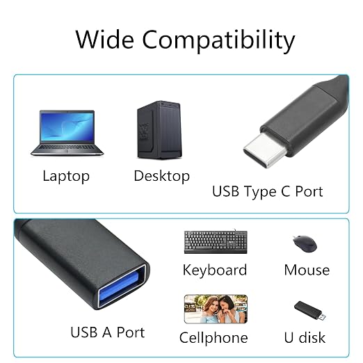 USB Splitter Cable 1FT, USB Type C Male to Dual USB A Female Y Splitter Adapter