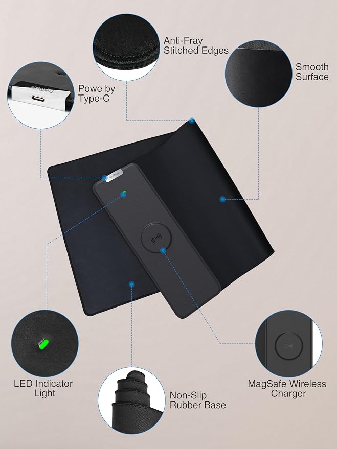 TopMade Wireless Charging Mouse Pad, Gaming Mousepad