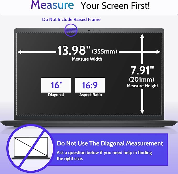 3 Pcs 16.1"/16" Anti Blue Light Screen Protector Compatible