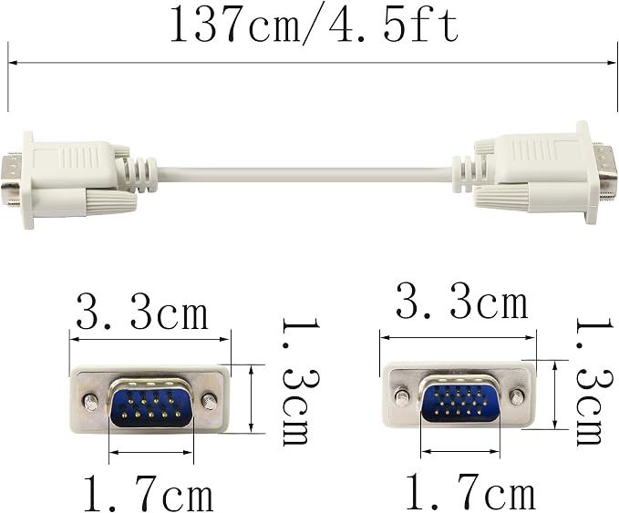 PNGKNYOCN 4.5 Feet DB 9 Pin Male to VGA 15 Pin Male Adapter Cable, RS232 to VGA
