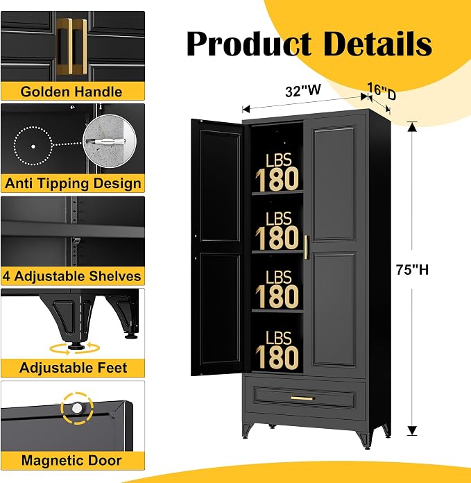 75" Kitchen Pantry Cabinet