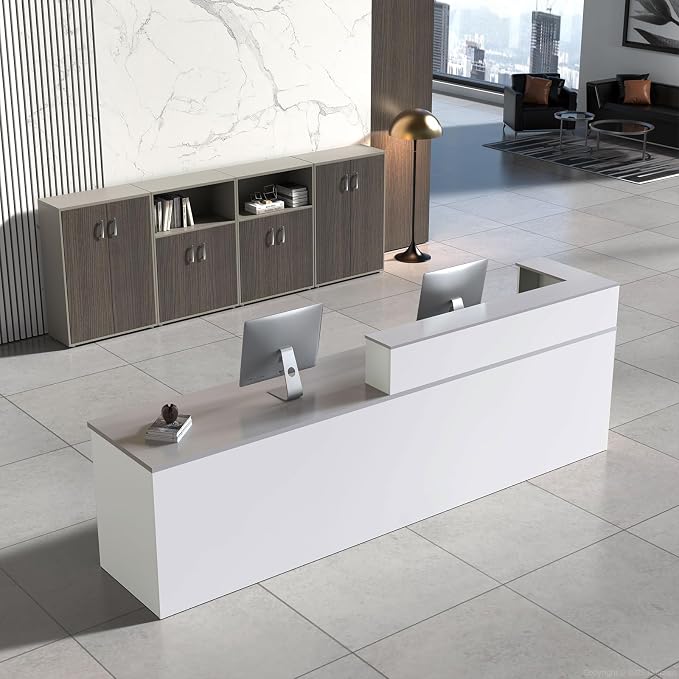 Reception Desk with Counter, Modern Front Desk Reception Counter with Keyboard