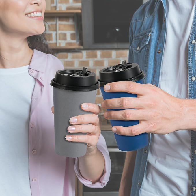 LITOPAK 100 Pack 16 oz Disposable Paper Coffee Cups