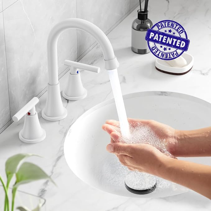 Bathroom Faucets for Sink 3 Hole, White Bathroom Sink Faucet