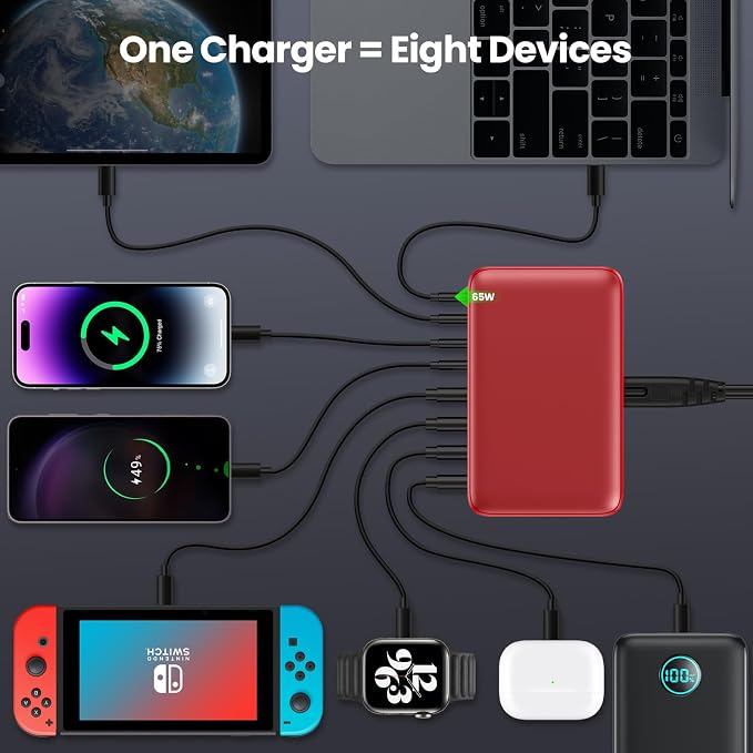 USB C Charger 200W USB C Charger Block, Upgraded GaN III 8-Port Fast Charging