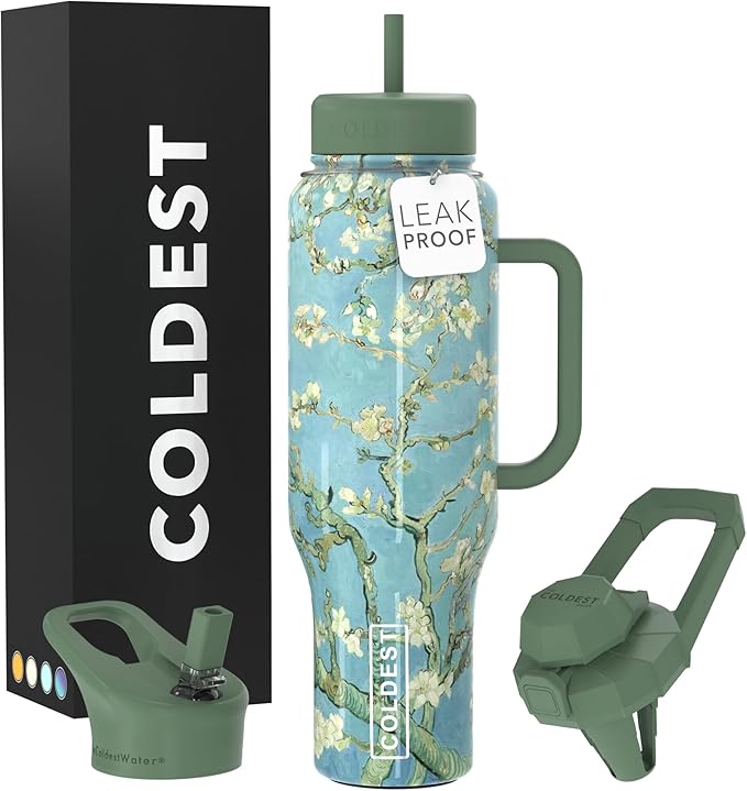 Coldest Tumbler with Handle and Straw, 100% Spill Proof Tumbler with Straw