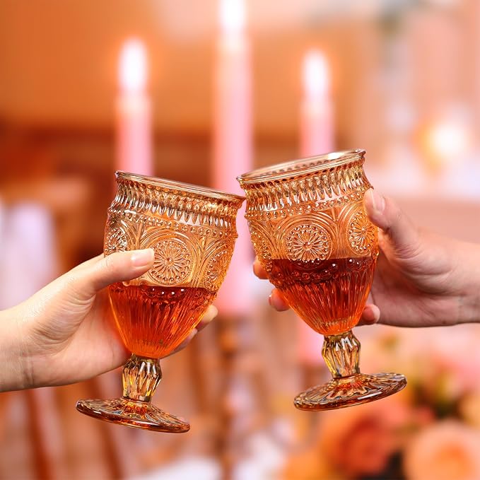 Darlion Goblets, Goblet Glasses, Amber Goblets, Vintage Wine Glasses 12oz |
