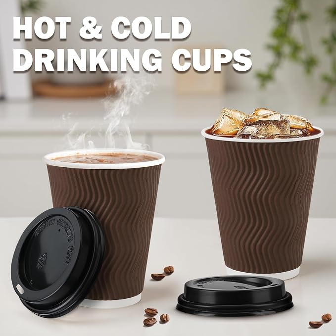 100Pack 8oz Disposable Coffee Cups
