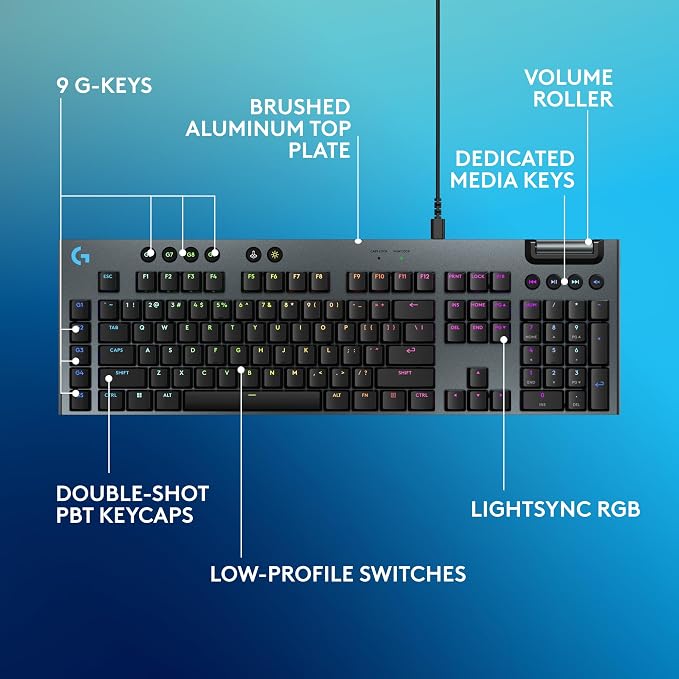 Logitech G915 X Wired Mechanical Gaming Keyboard, Double-Shot PBT Keycaps