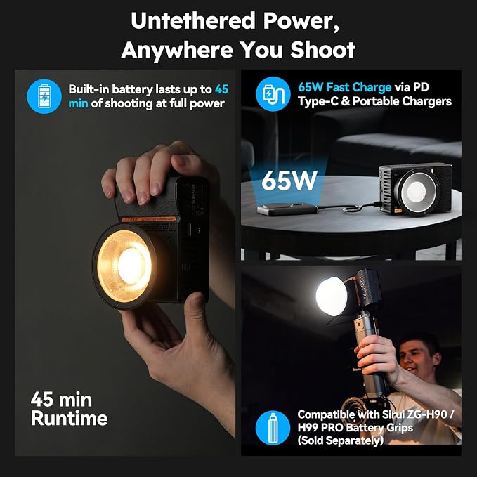 SIRUI C60X 60W Portable Photography Light, Ultra-Quiet 24.9dB & 0.53KG Compact