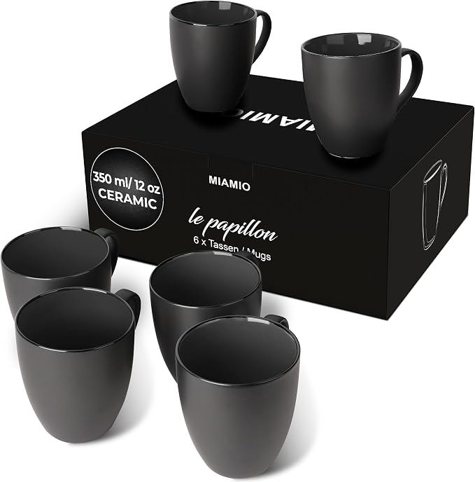 MIAMIO - Coffee Mugs Set of 6 - Le Papillon Collection | Modern ceramic coffee