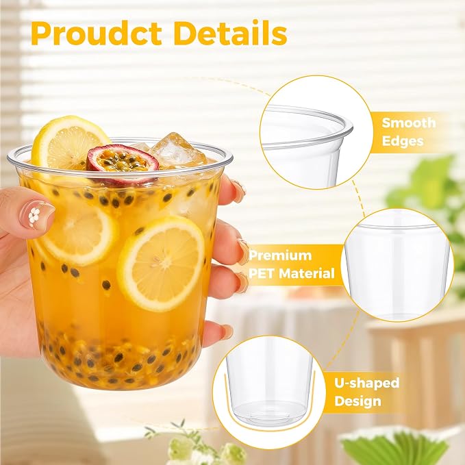 KesaPlan 150 Pcs 12oz Plastic Clear Cups, Disposable Wine Cocktail Glasses |